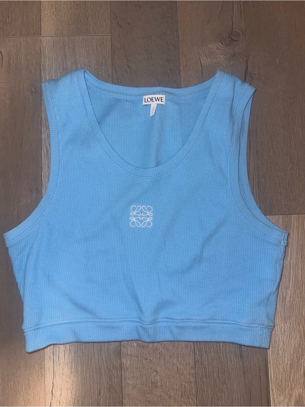 Loewe Sky Blue Ribbed Crop Tank